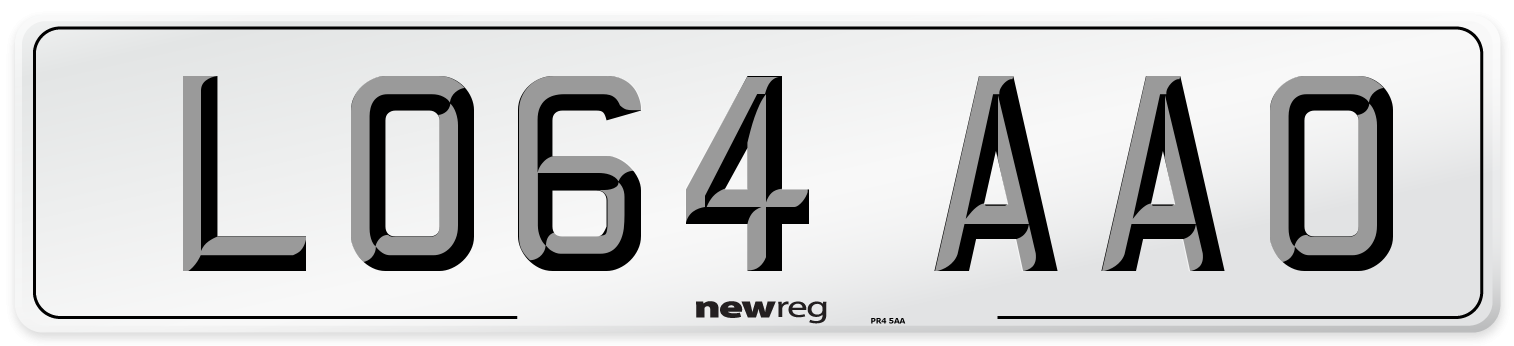 LO64 AAO Number Plate from New Reg